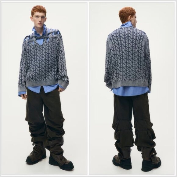 NWT Glenn Martens x H&M Cable-Knit Cutout Sweater sz Medium - Picture 5 of 8